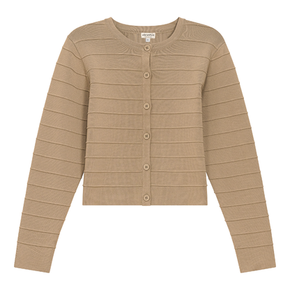Ribbed Knit Cropped Cardigan Oatmeal