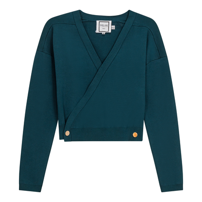 Cropped Double Breasted Wrap Sweater Everglade