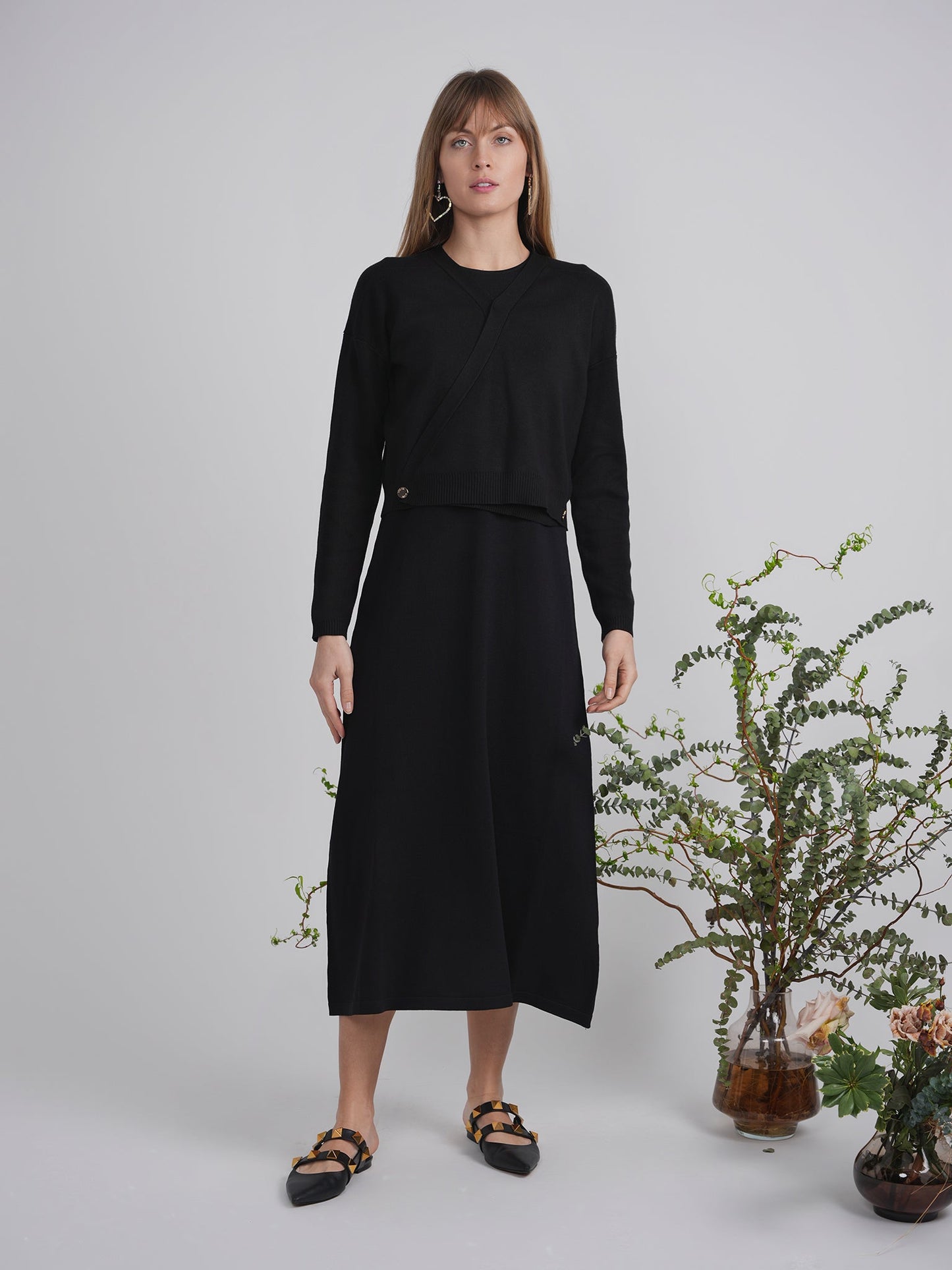 Cropped Double Breasted Wrap Sweater