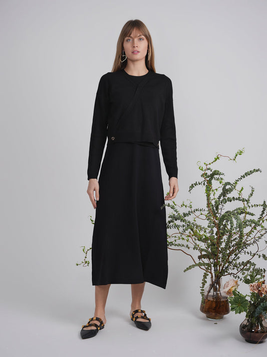 Cropped Double Breasted Wrap Sweater