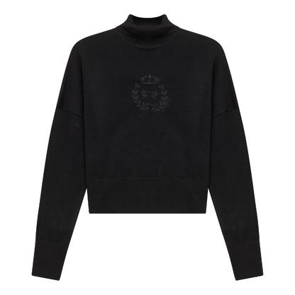 Cropped Knit Turtle Neck Black