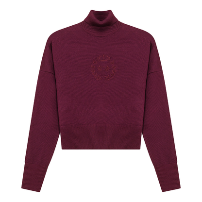 Cropped Knit Turtle Neck Wine