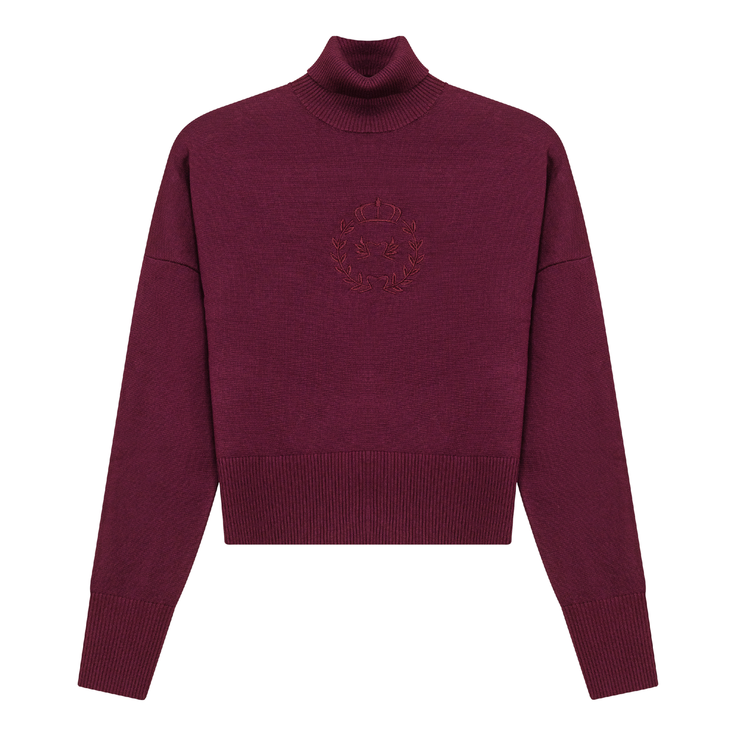 Cropped Knit Turtle Neck Wine