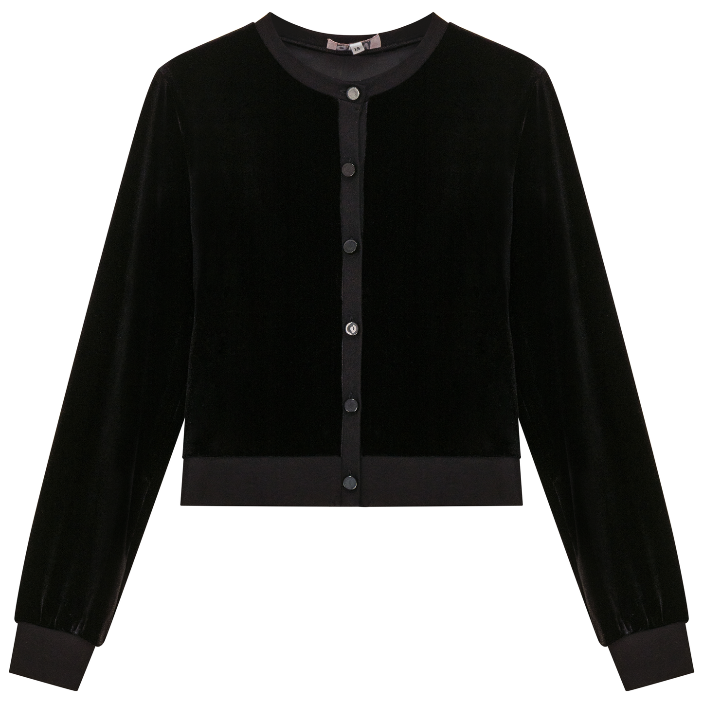 Slinky Velour Crop Cardigan Black