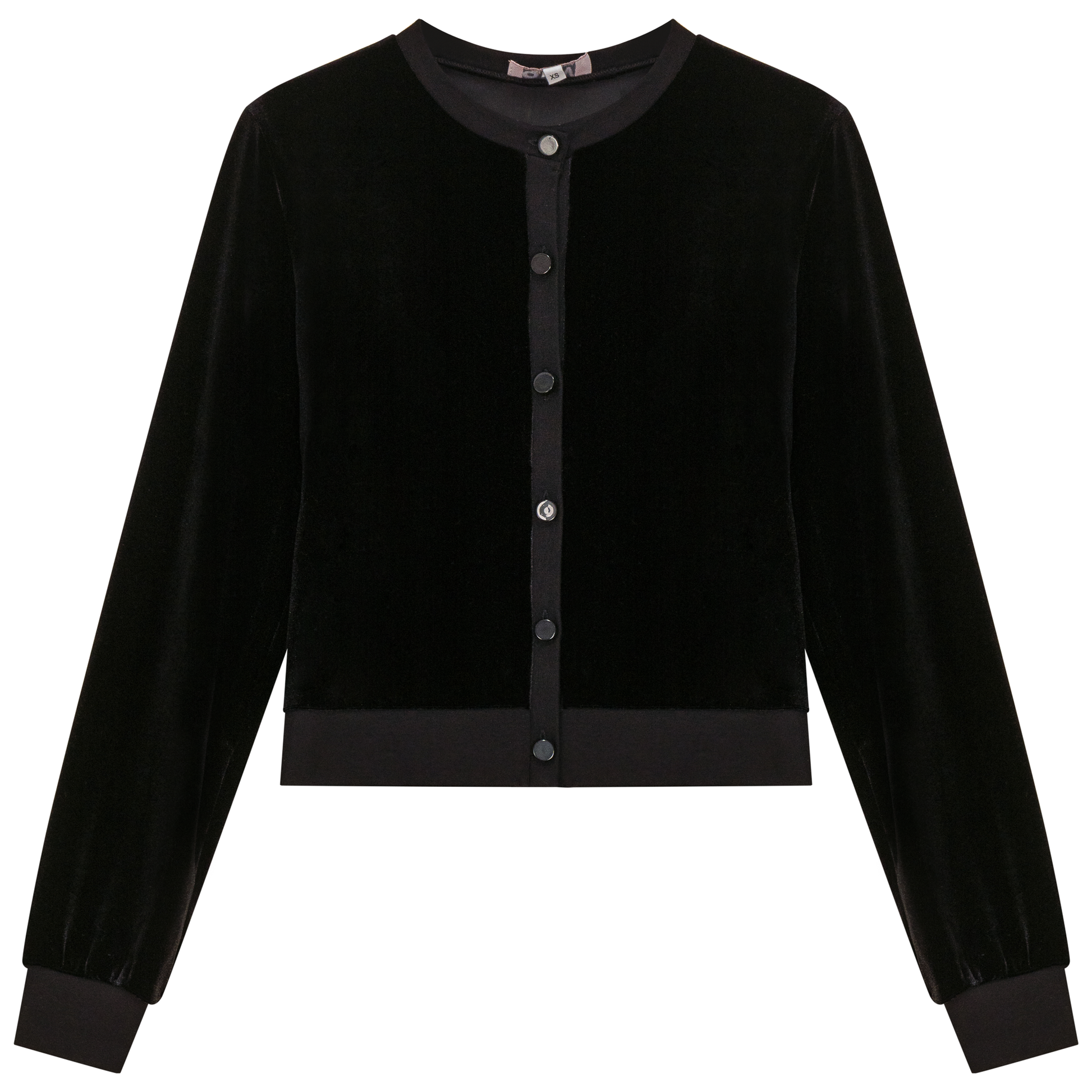 Slinky Velour Crop Cardigan Black