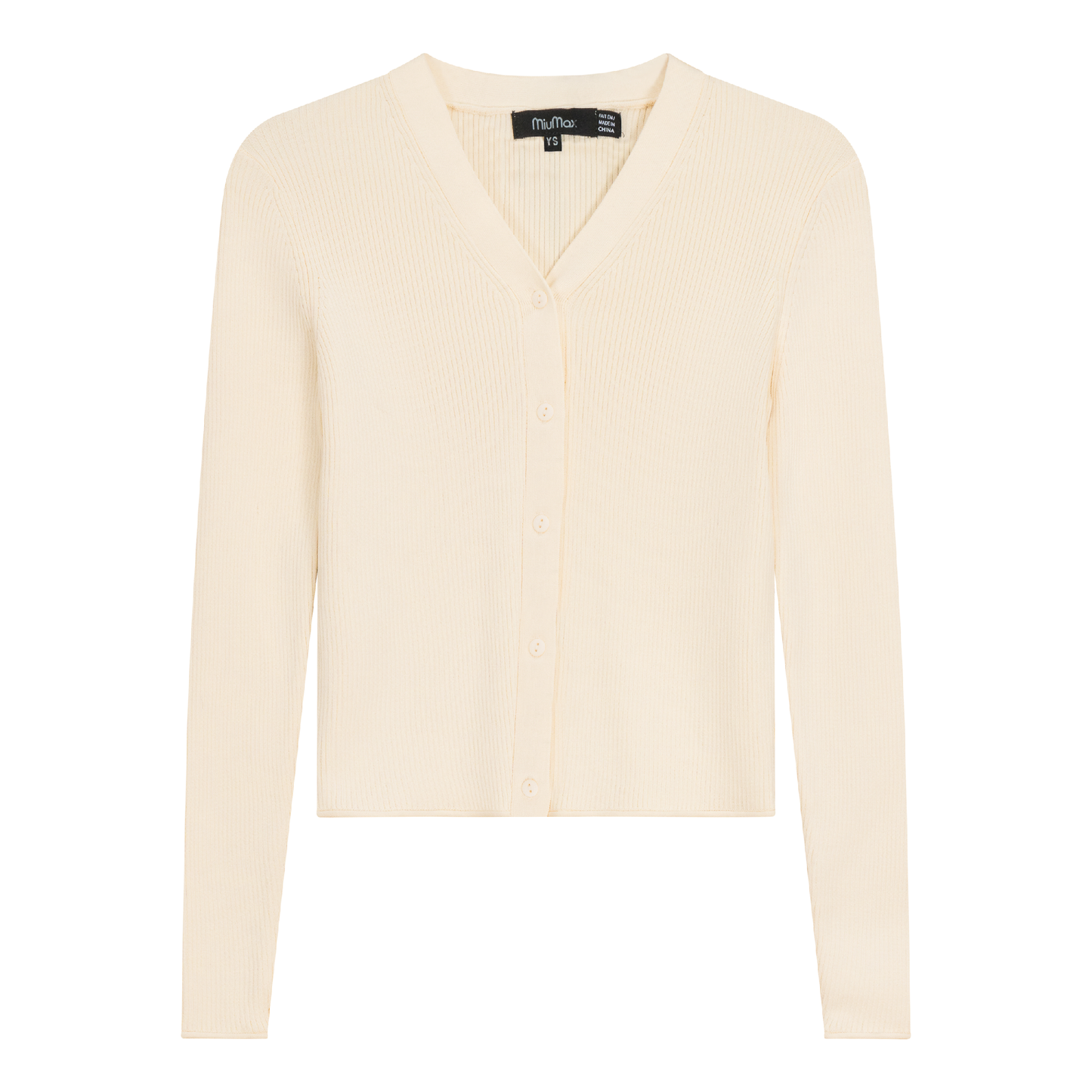 High V Cropped Ribbed Cardigan Off White