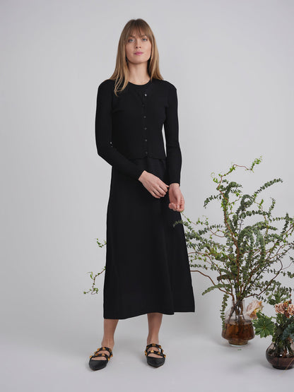 High V Cropped Ribbed Cardigan