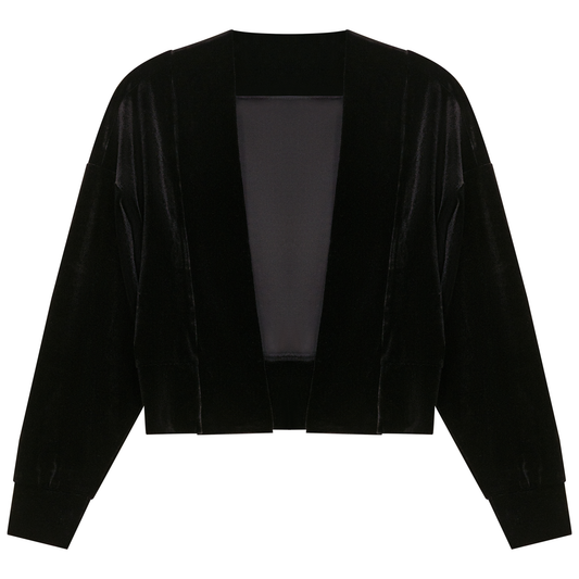 Cropped Velour Open Cardigan