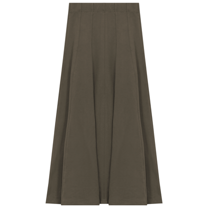 Paneled Midi Fleece Sweater Skirt Dark Olive