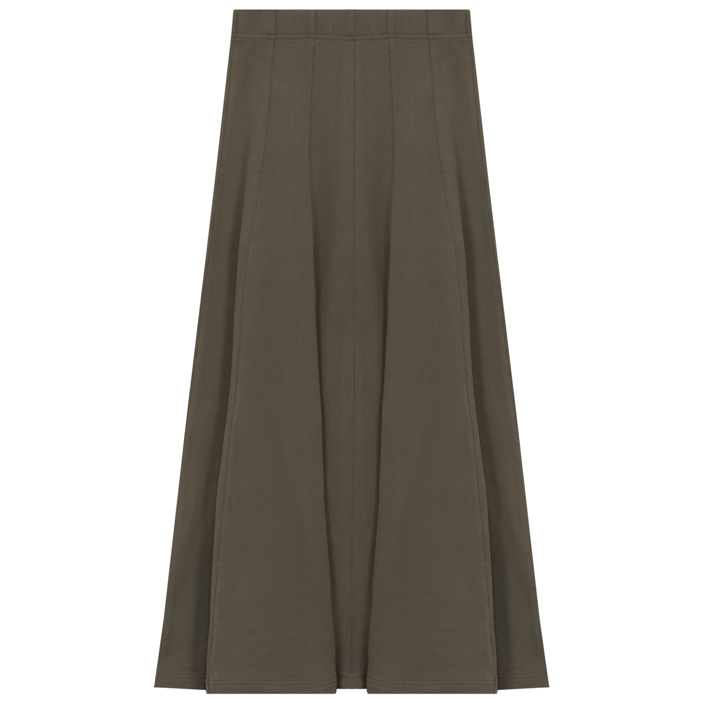 Paneled Midi Fleece Sweater Skirt Dark Olive