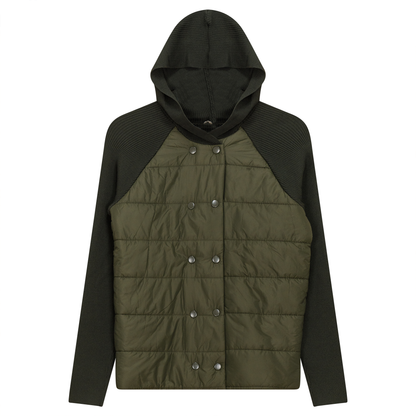 Double Breasted Quilted Knit Jacket Dark Olive