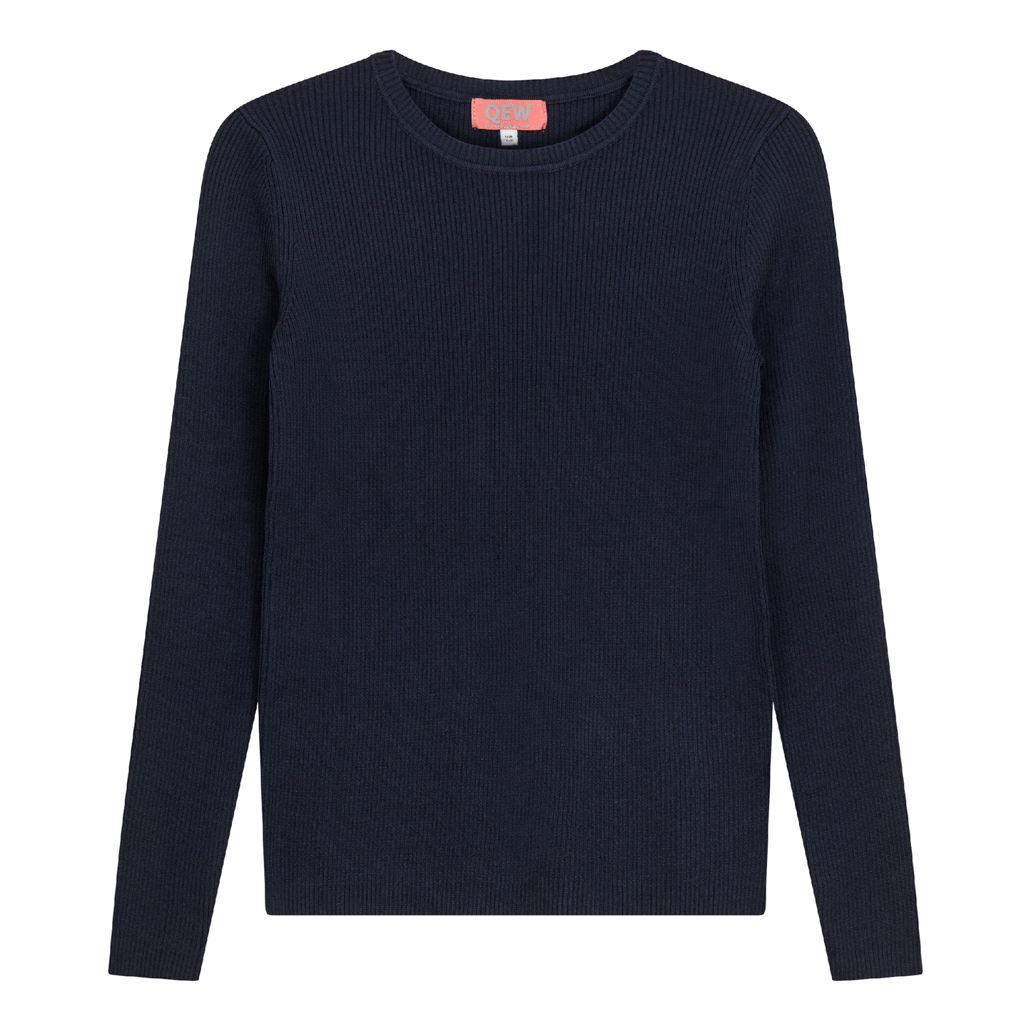 Ribbed Knit Crew Neck Sweater Dark Navy
