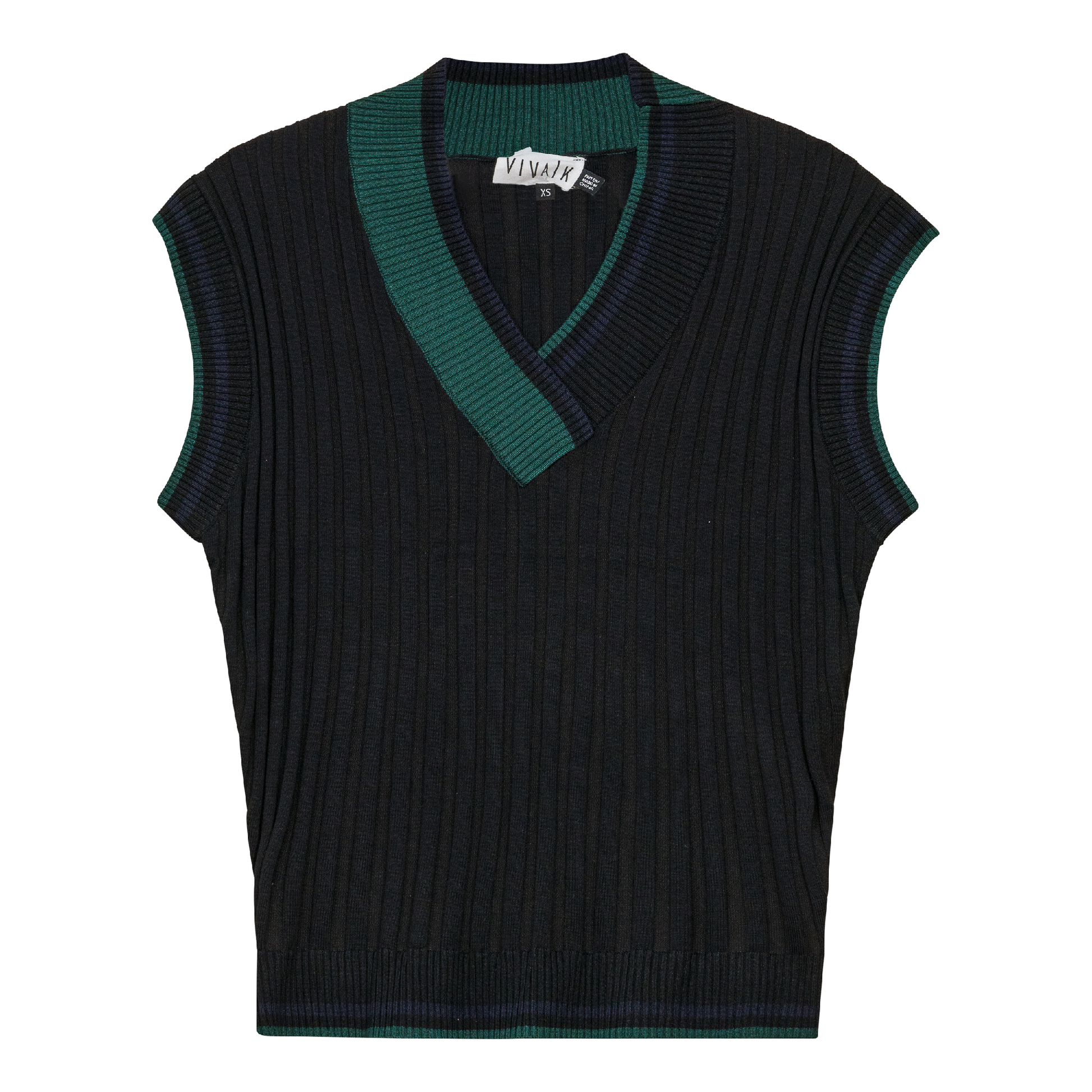 Color Blocked Knit Vest Black