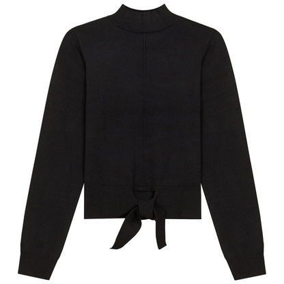 Mock Neck Tie Sweater Black
