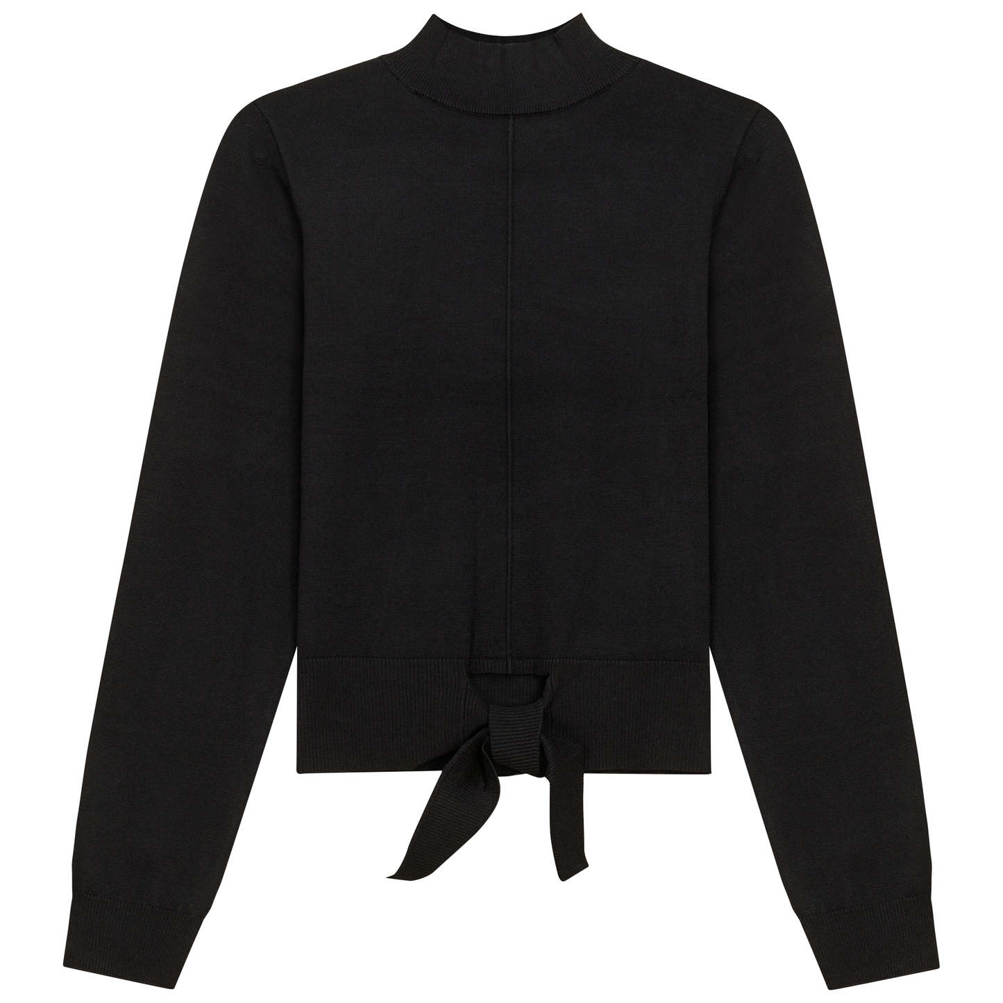 Mock Neck Tie Sweater Black