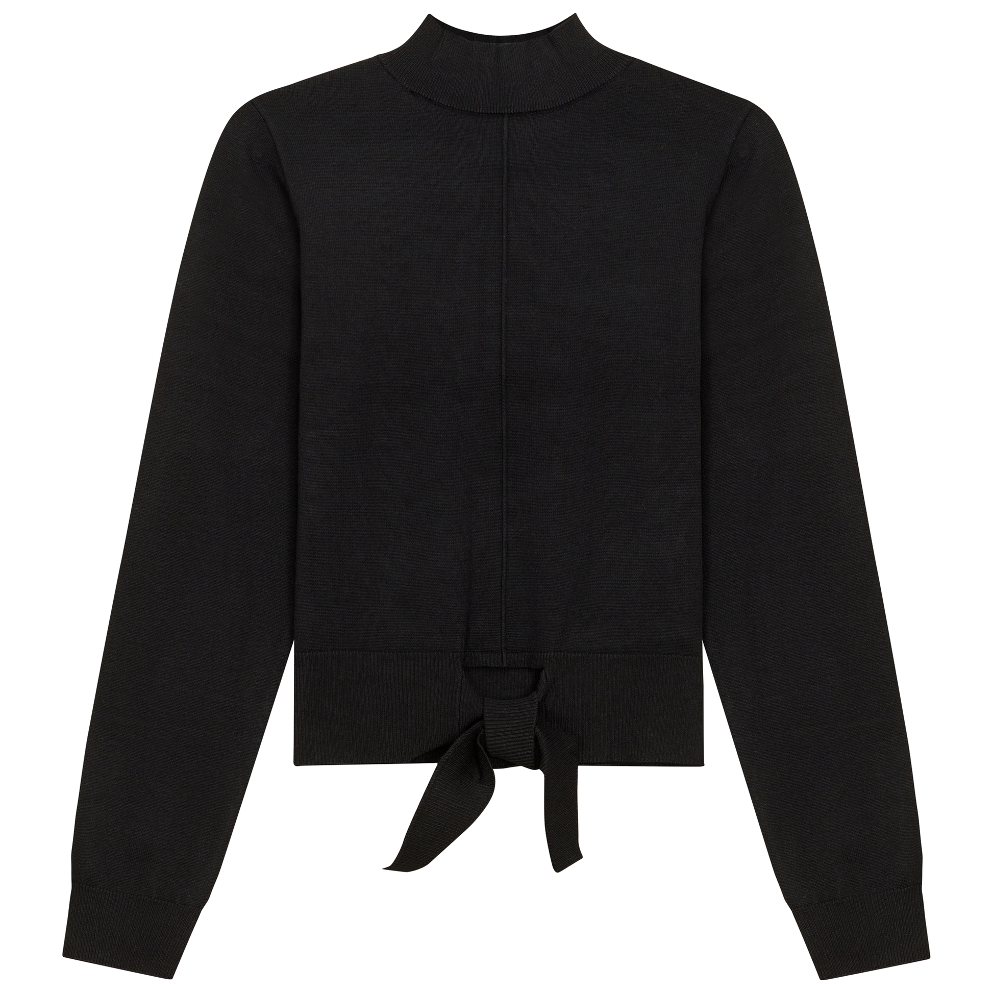Mock Neck Tie Sweater Black