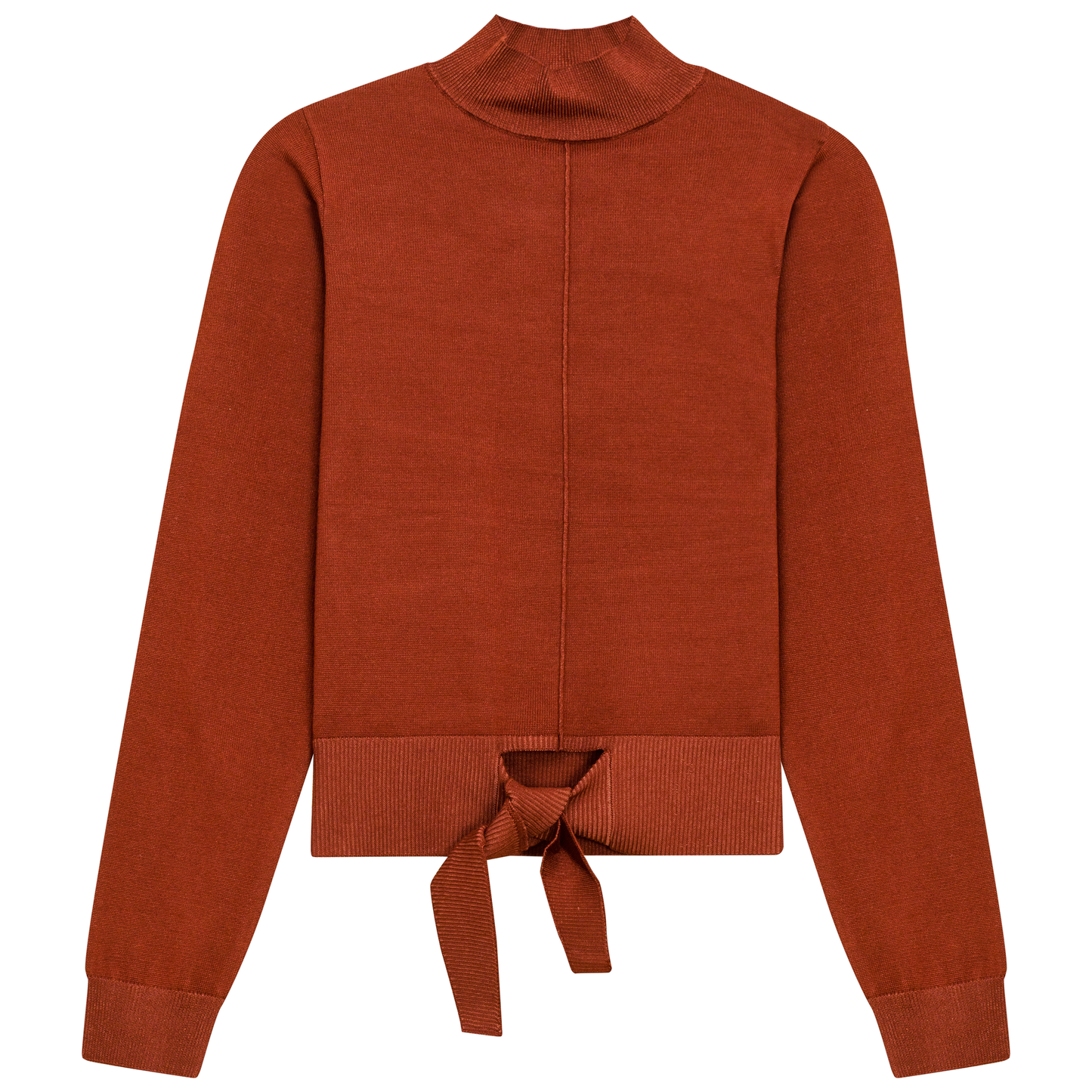 Mock Neck Tie Sweater Burnt Orange