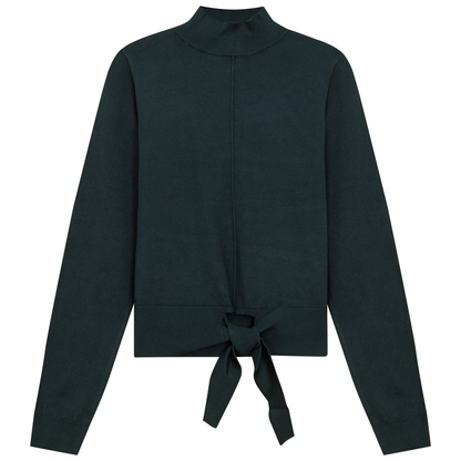 Mock Neck Tie Sweater Deep Teal