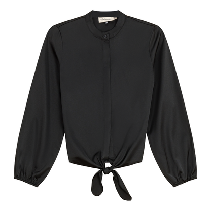 Satin Tie Blouse Black