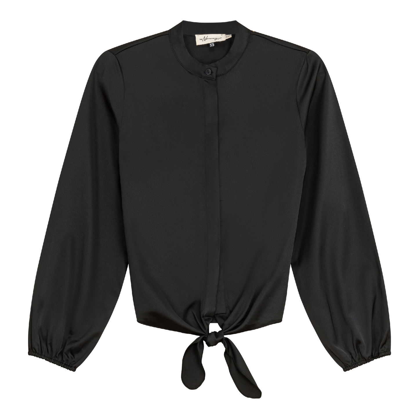 Satin Tie Blouse Black
