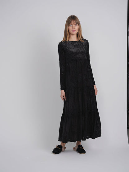 Printed Velour Maxi Dress