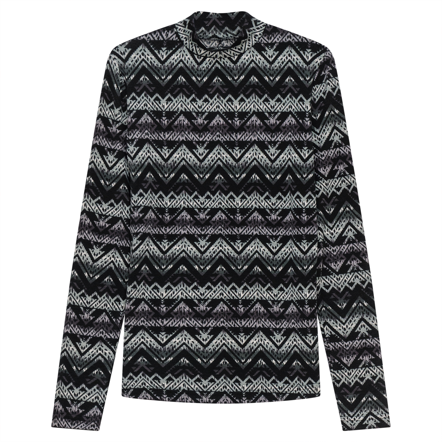 Printed Micro Mock Neck Tee Black Heather