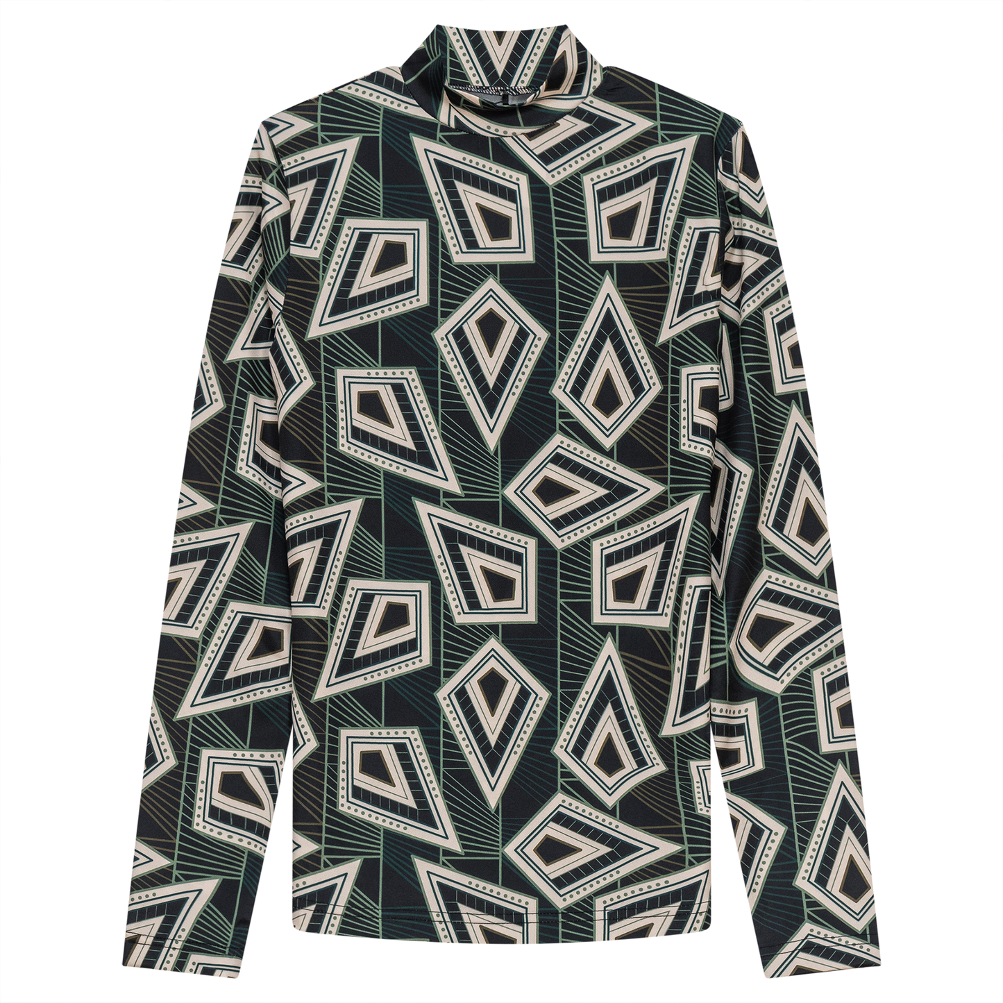 Printed Micro Mock Neck Tee Black Olive