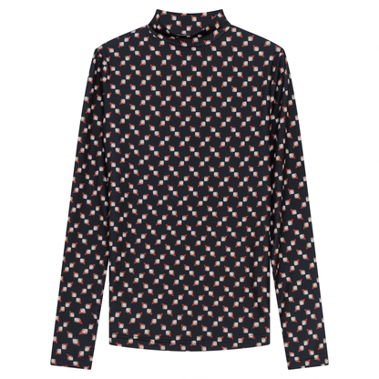 Printed Micro Mock Neck Tee Black Wine