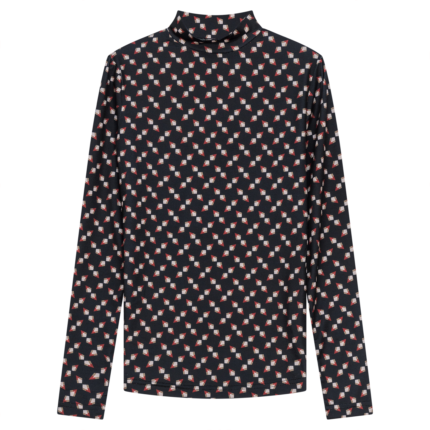 Printed Micro Mock Neck Tee Black Wine