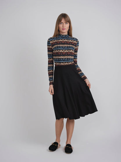 Printed Micro Mock Neck Tee