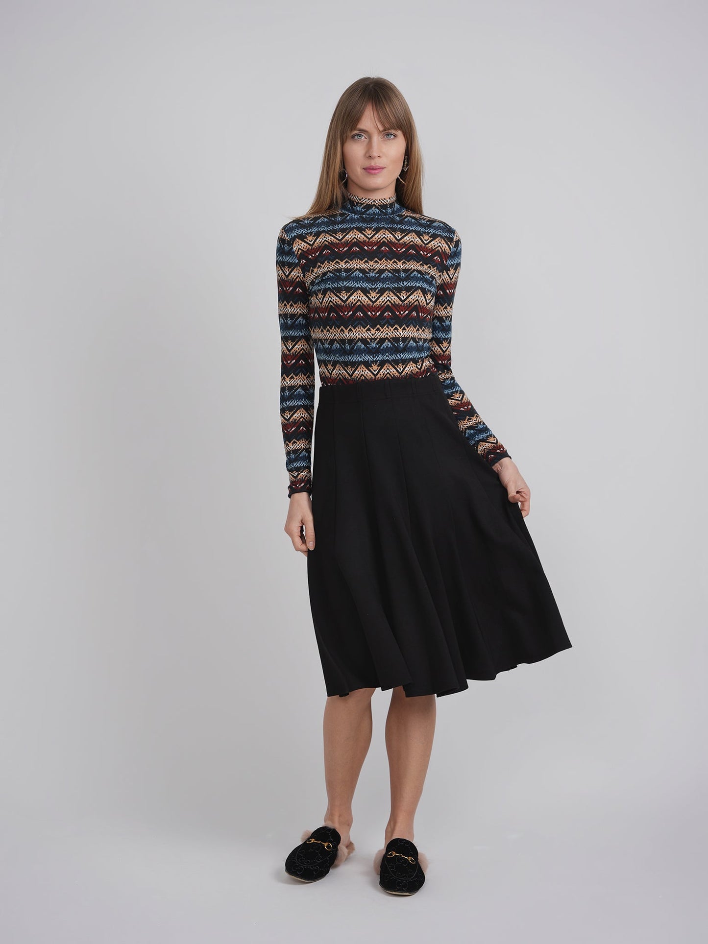 Printed Micro Mock Neck Tee