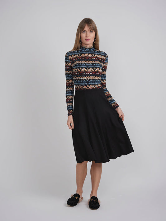 Printed Micro Mock Neck Tee