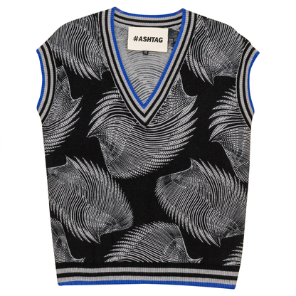 Printed Knit Sweater Vest Saphire
