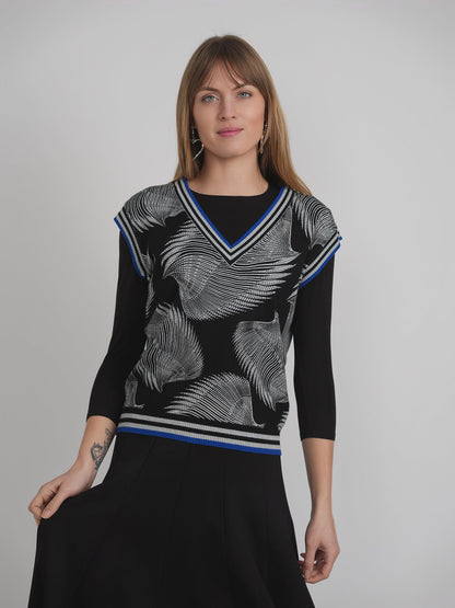 Printed Knit Sweater Vest