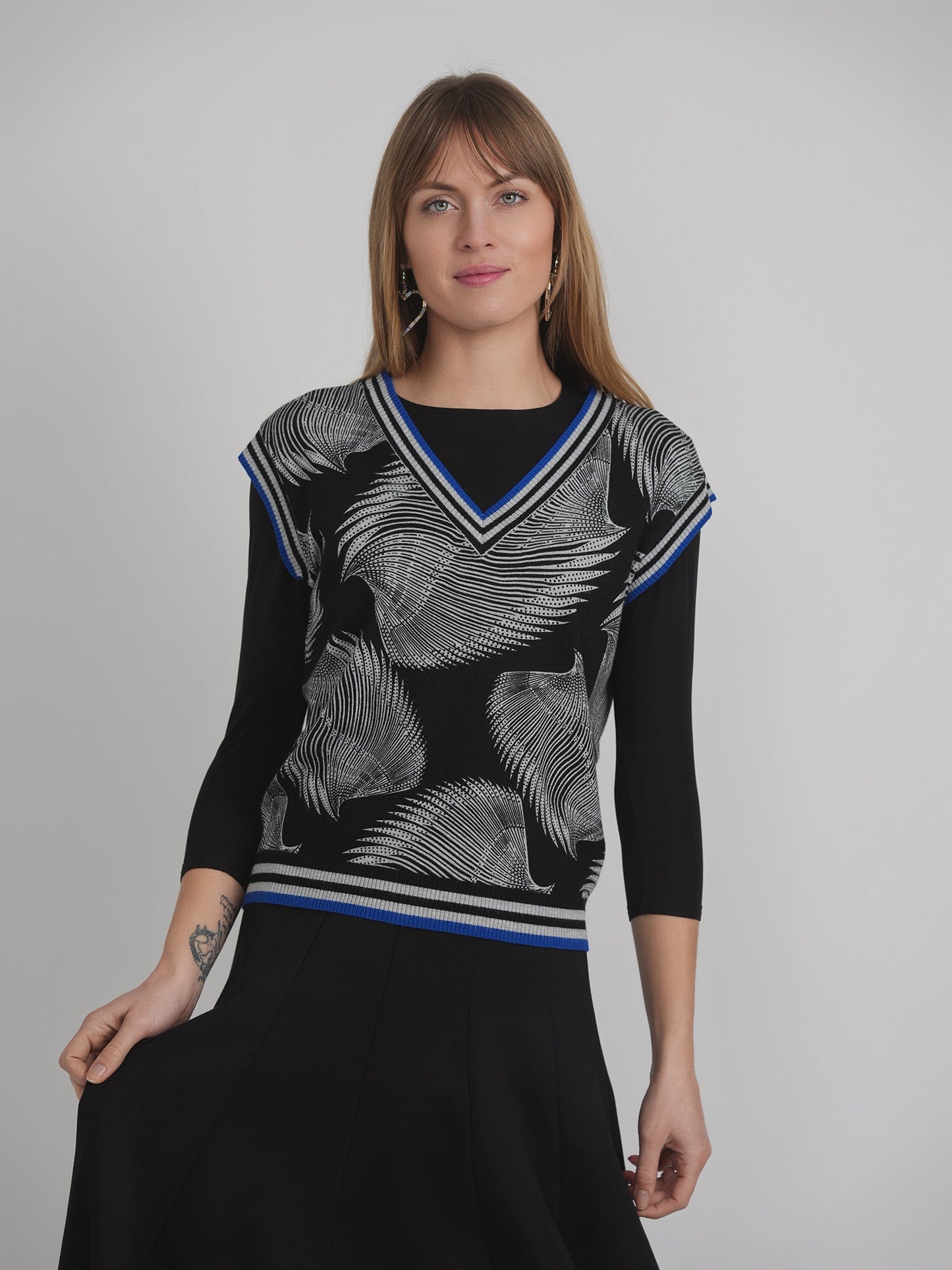 Printed Knit Sweater Vest