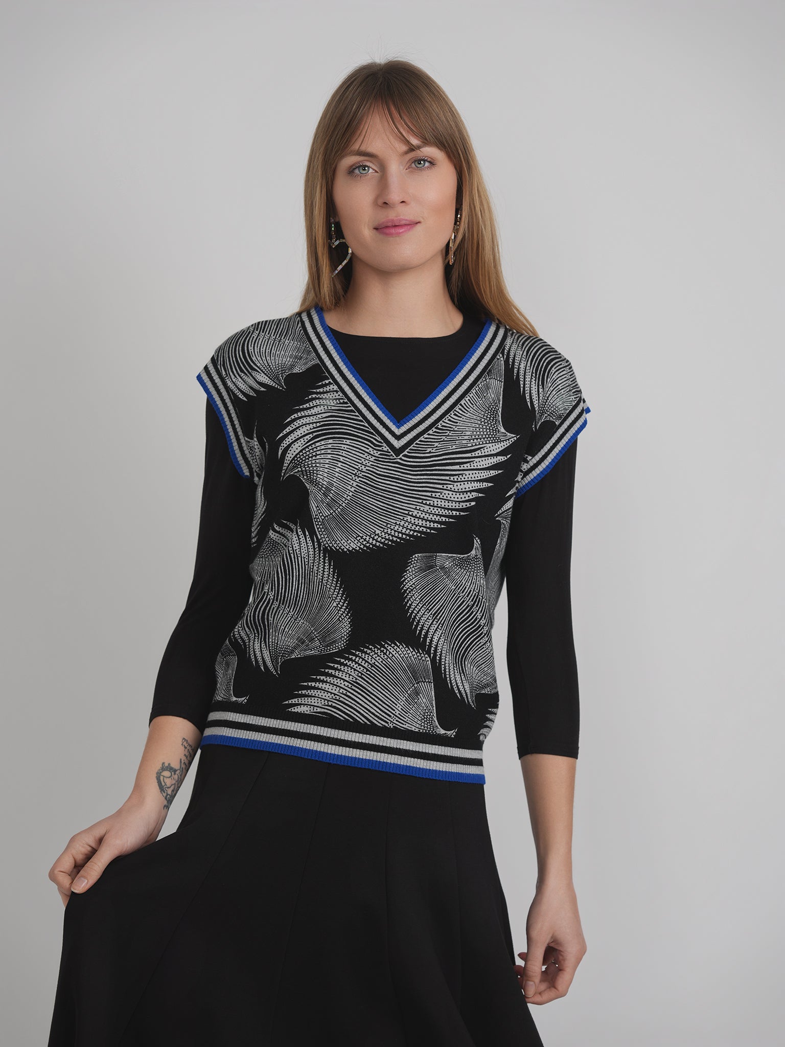 Printed Knit Sweater Vest