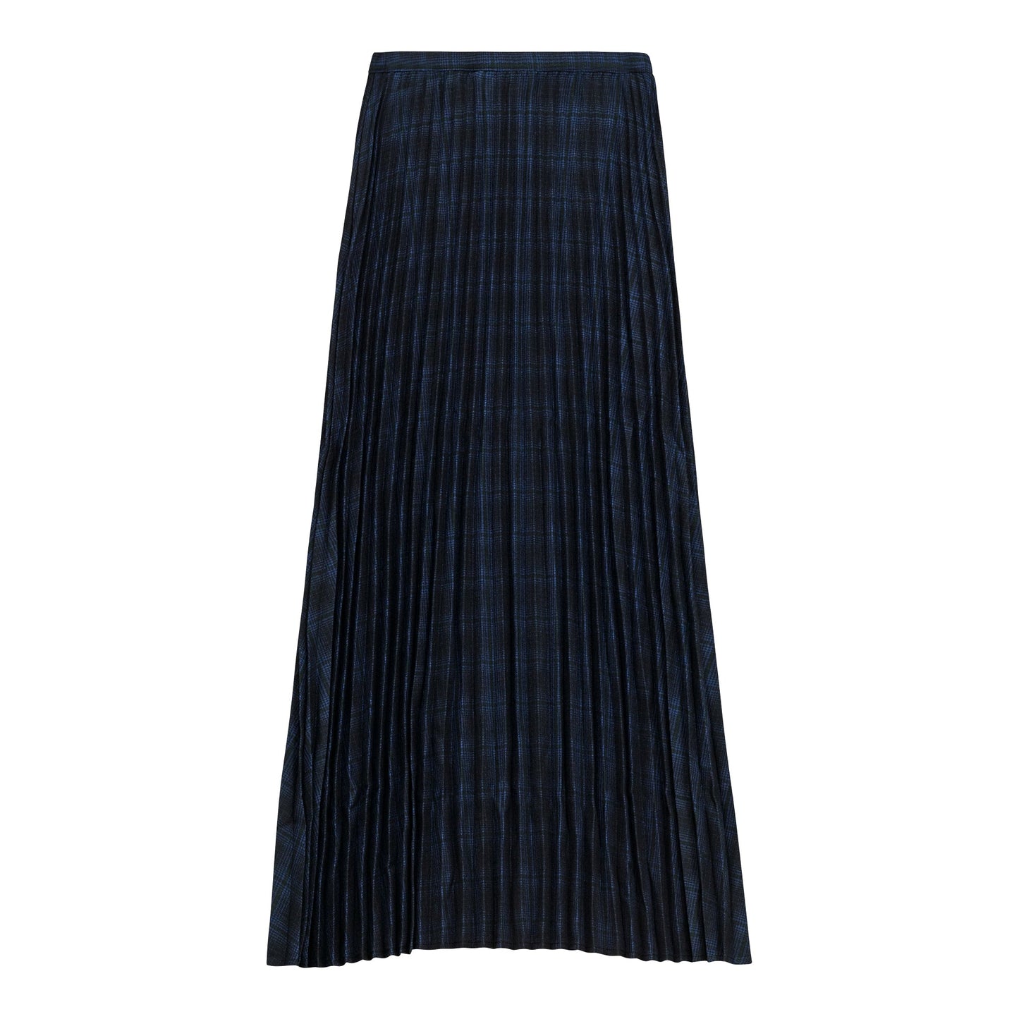 Plaid Accordion Pleated Midi Skirt Black Plaid