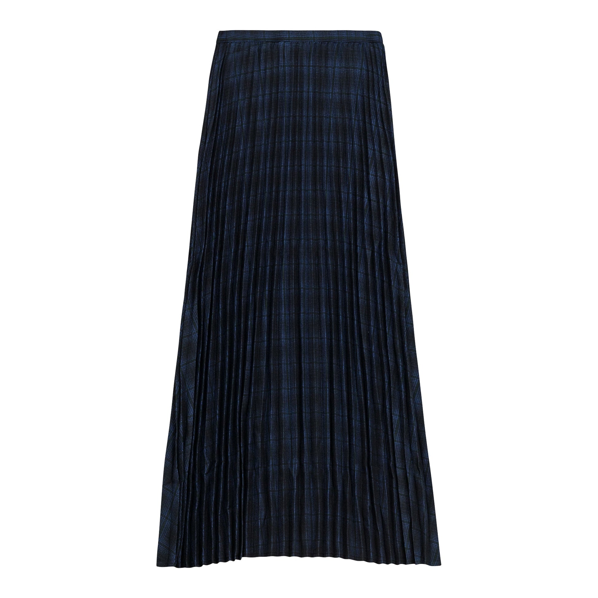 Plaid Accordion Pleated Midi Skirt Black Plaid