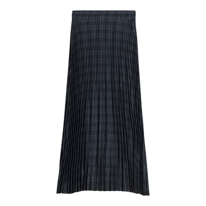Plaid Accordion Pleated Midi Skirt Charcoal