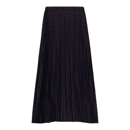 Plaid Accordion Pleated Midi Skirt Wine