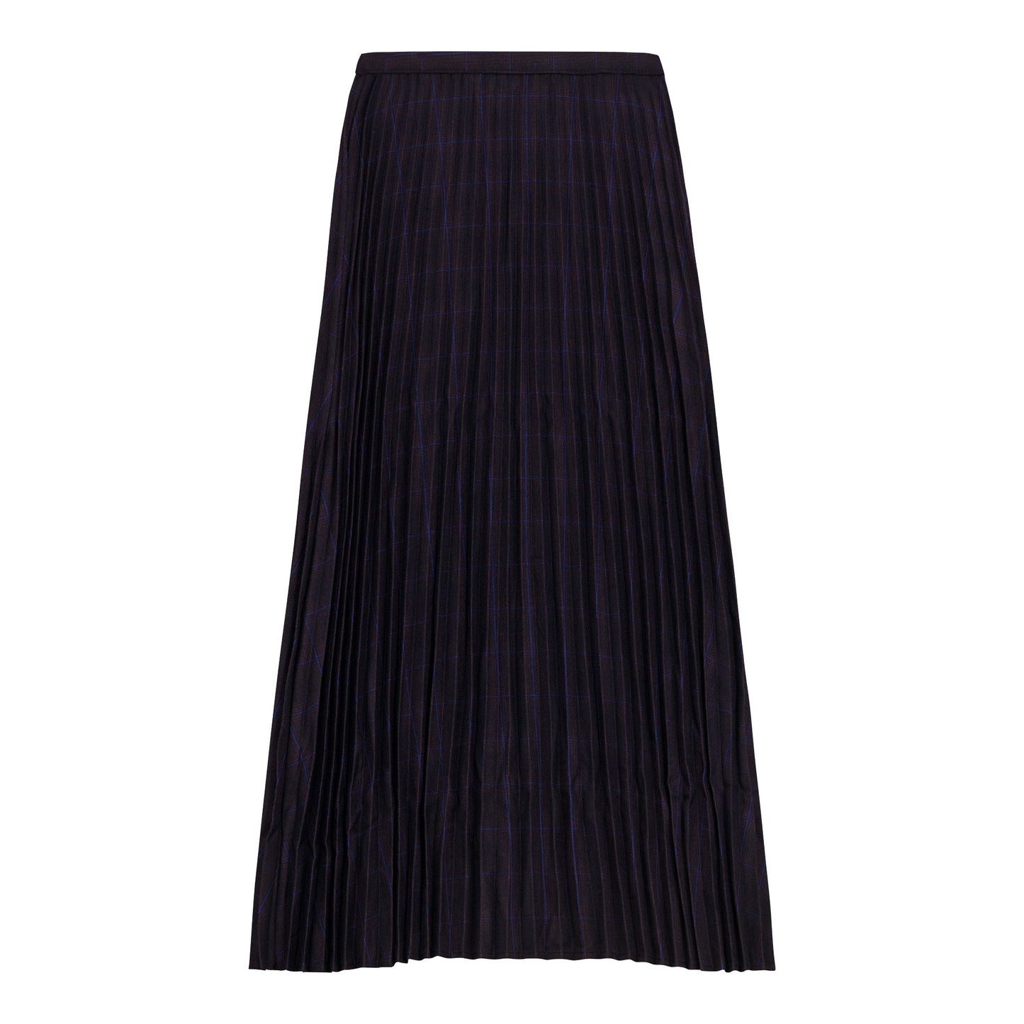 Plaid Accordion Pleated Midi Skirt Wine