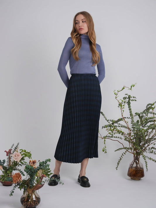 Plaid Accordion Pleated Midi Skirt