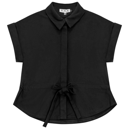 Wool Button Down Drawstring Vest Black