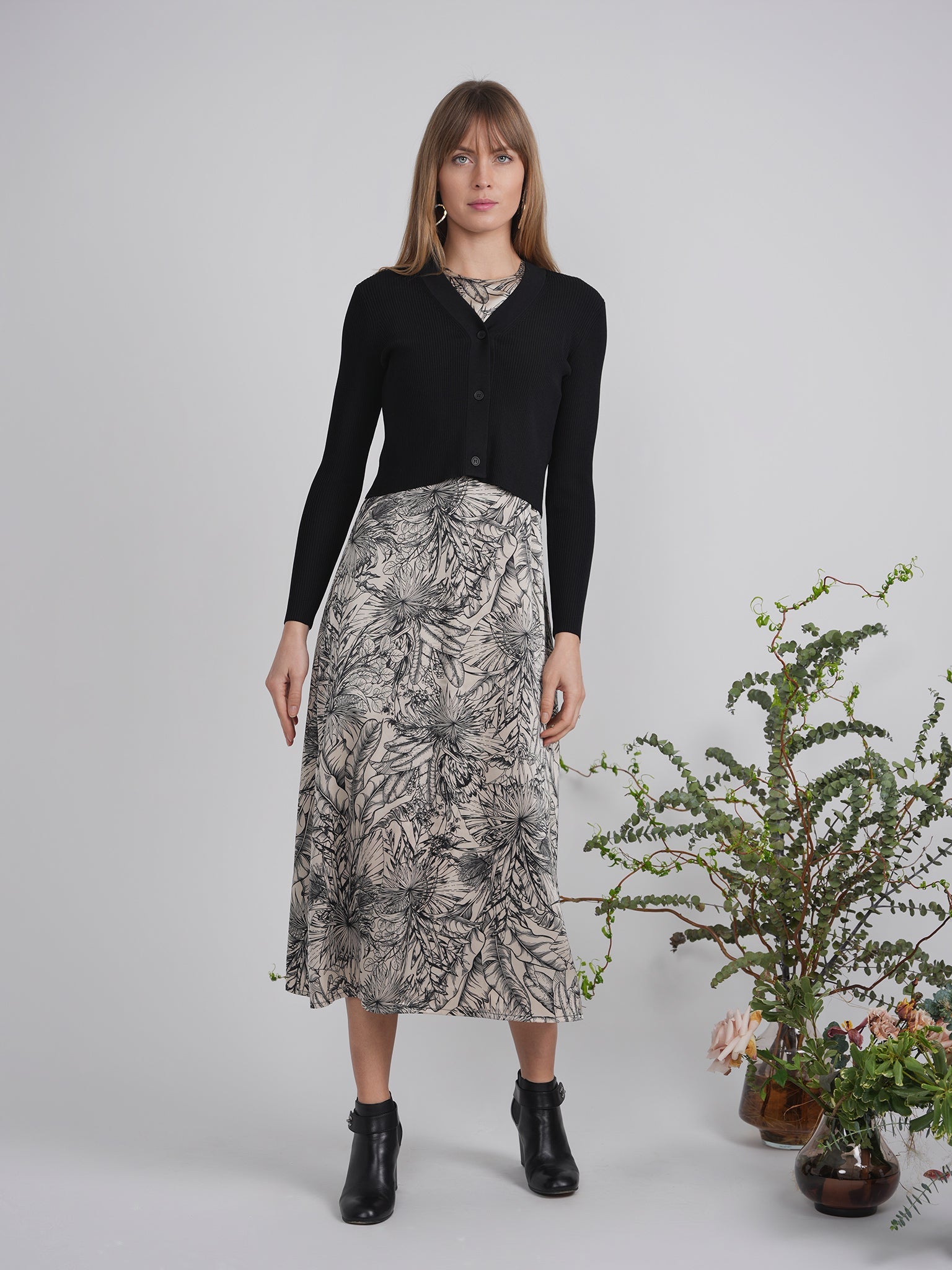 Printed Satin A Line Jumper