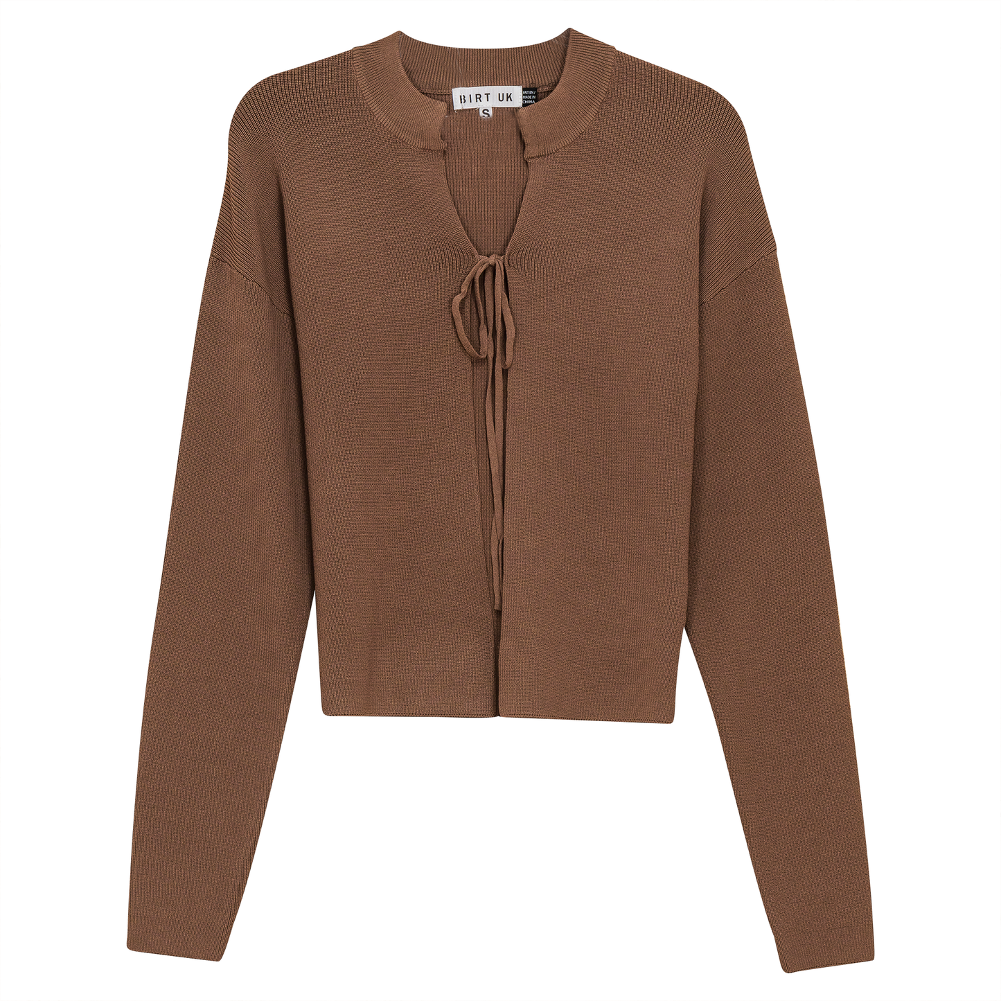 Rib Knit Cropped Tie Bolero Birch