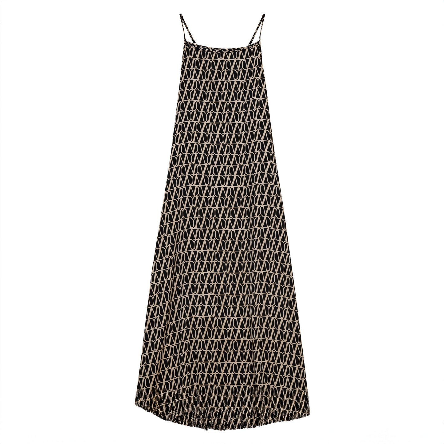 Printed Satin Maxi Jumper Black Stone