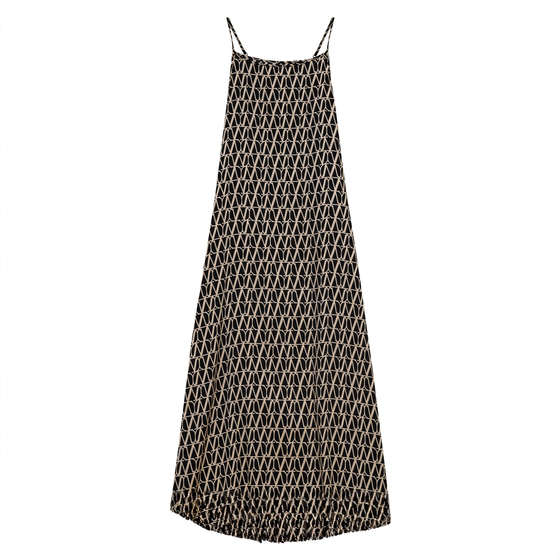 Printed Satin Maxi Jumper Black Stone