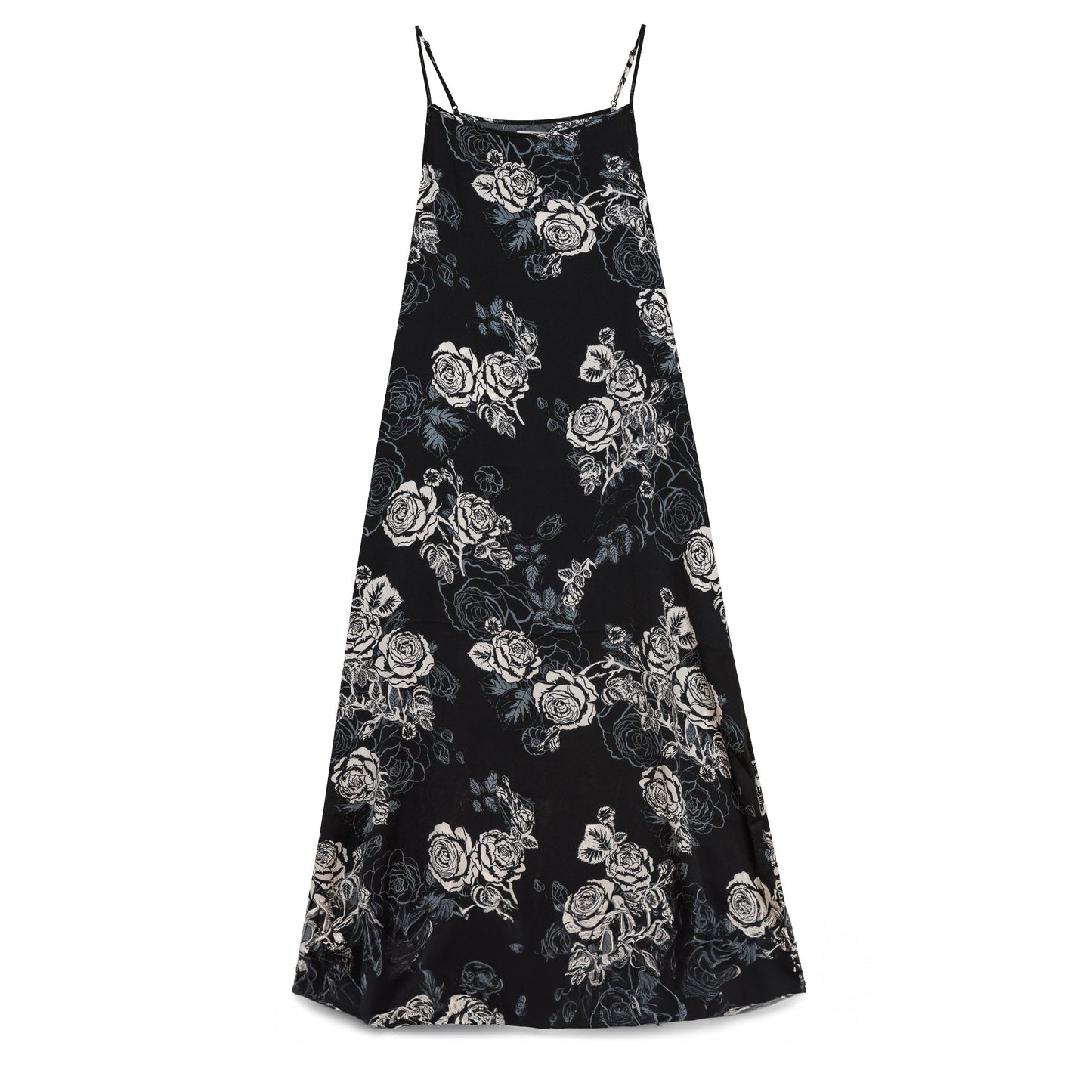 Printed Satin Maxi Jumper Black
