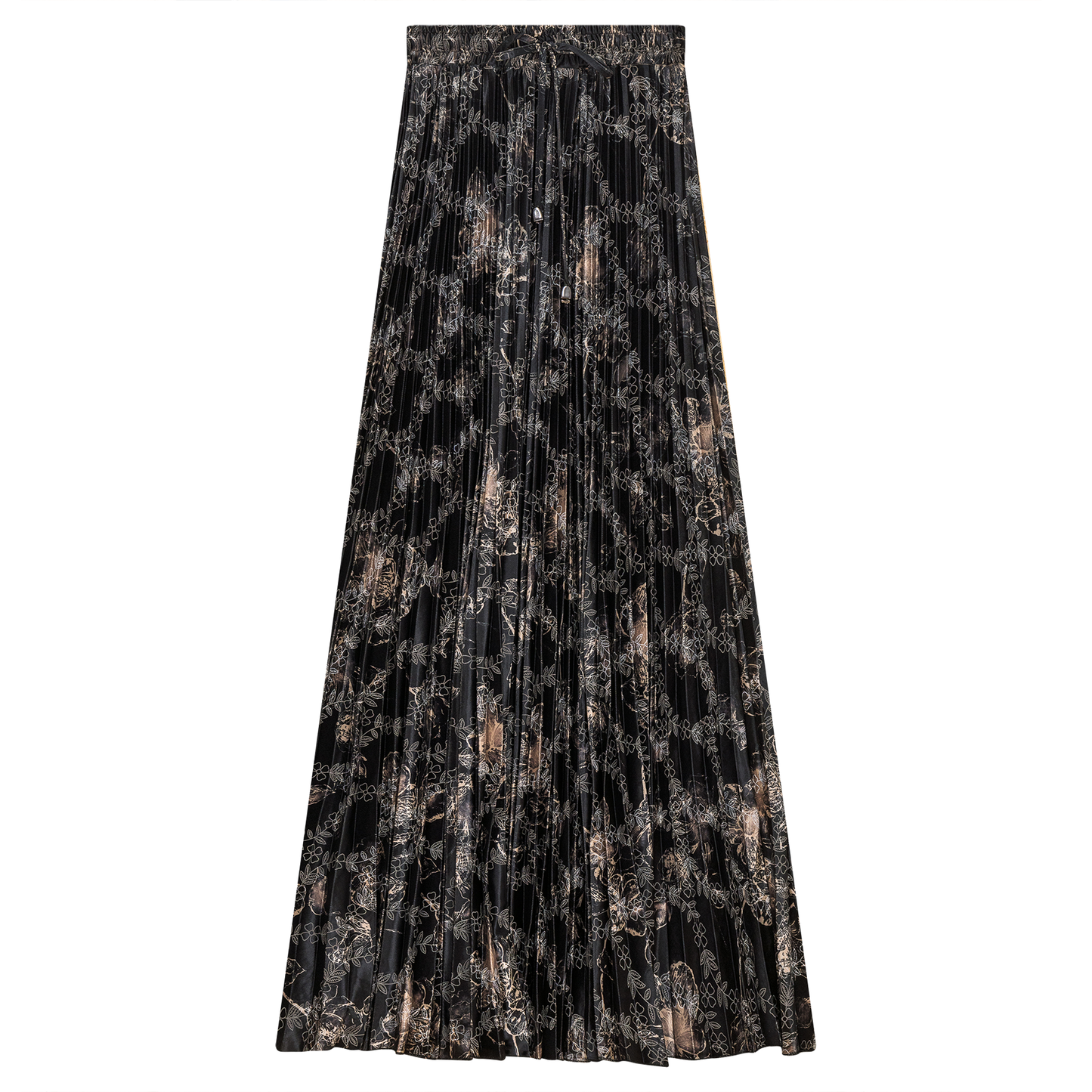 Flocked Velour Pleated Midi Skirt