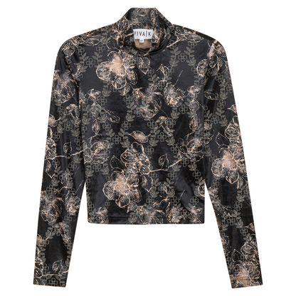 Flocked Velour Dolman Top Black